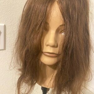 Real Human Brown Hair Mannequin Head